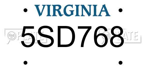 5SD768 Virginia License Plate