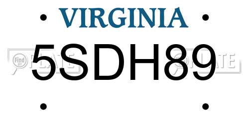 5SDH89 Virginia License Plate