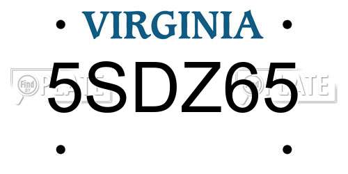 5SDZ65 Virginia License Plate