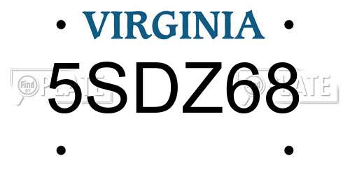 5SDZ68 Virginia License Plate
