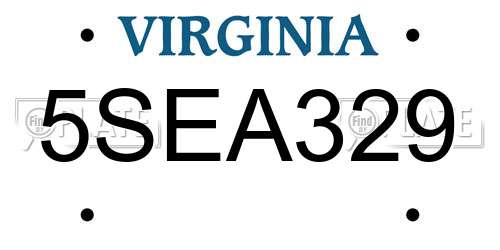 5SEA329 Virginia License Plate