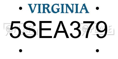 5SEA379 Virginia License Plate