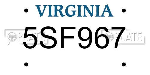 5SF967 Virginia License Plate