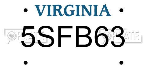5SFB63 Virginia License Plate