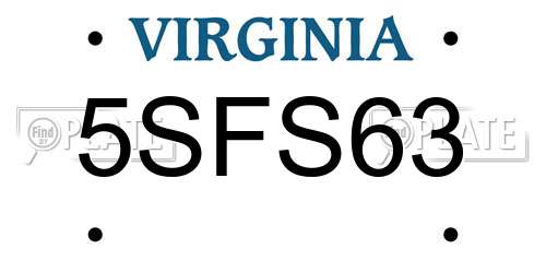 5SFS63 Virginia License Plate