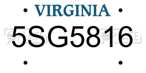 5SG5816 Virginia License Plate