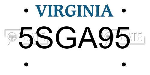 5SGA95 Virginia License Plate