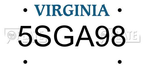 5SGA98 Virginia License Plate