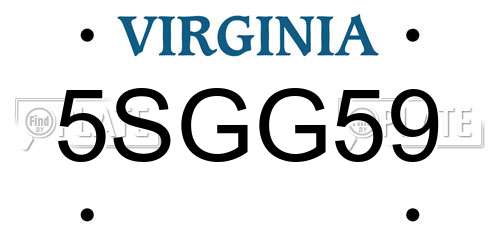 5SGG59 Virginia License Plate