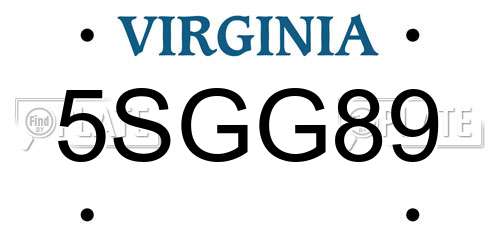 5SGG89 Virginia License Plate