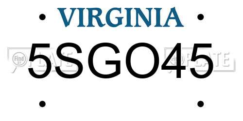 5SGO45 Virginia License Plate