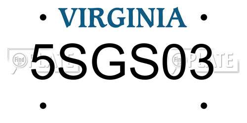 5SGS03 Virginia License Plate