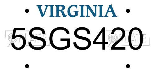 5SGS420 Virginia License Plate