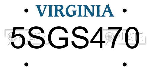 5SGS470 Virginia License Plate