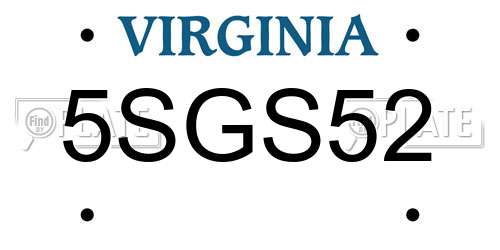 5SGS52 Virginia License Plate