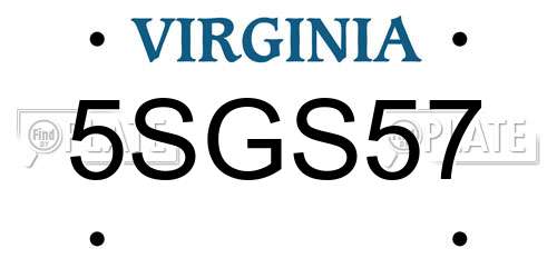 5SGS57 Virginia License Plate