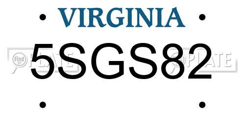 5SGS82 Virginia License Plate