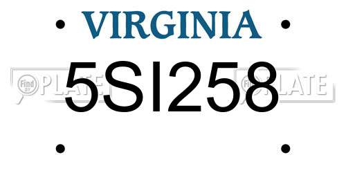 5SI258 Virginia License Plate