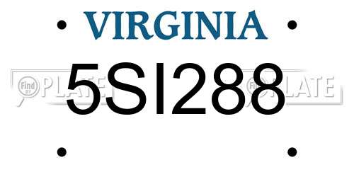 5SI288 Virginia License Plate