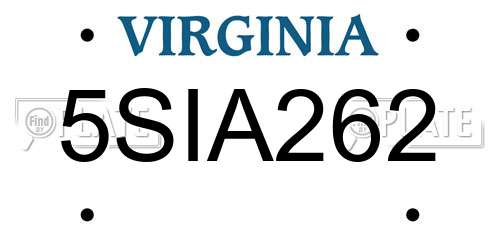 5SIA262 Virginia License Plate