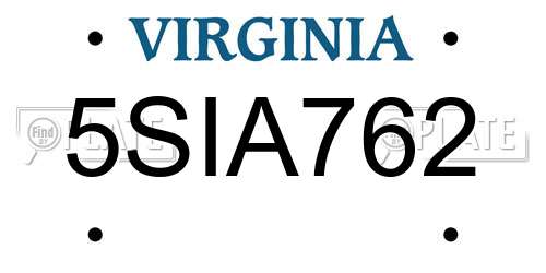 5SIA762 Virginia License Plate