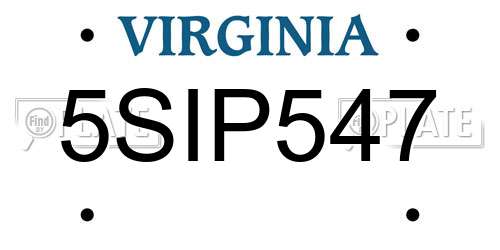 5SIP547 Virginia License Plate