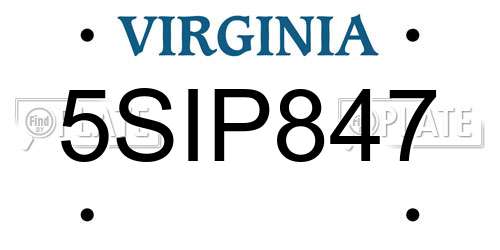 5SIP847 Virginia License Plate