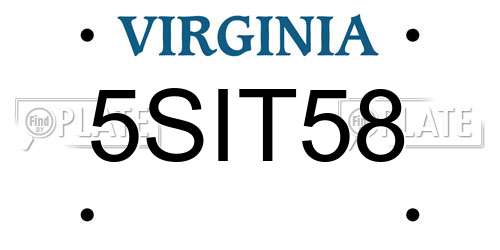 5SIT58 Virginia License Plate