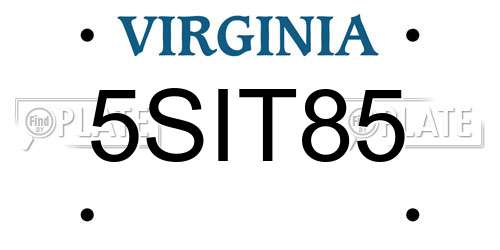 5SIT85 Virginia License Plate