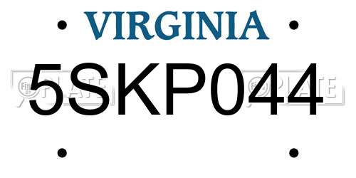 5SKP044 Virginia License Plate