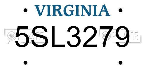 5SL3279 Virginia License Plate
