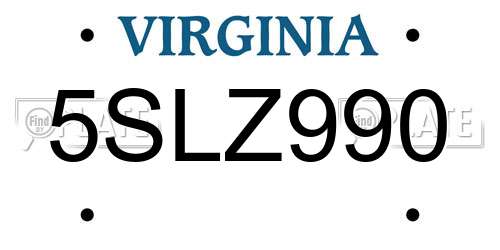5SLZ990 Virginia License Plate