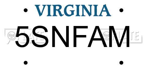 5SNFAM Virginia License Plate