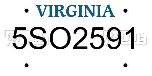5SO2591 Virginia License Plate