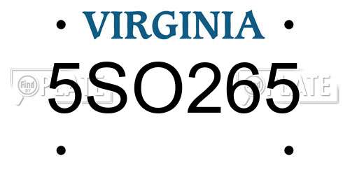 5SO265 Virginia License Plate