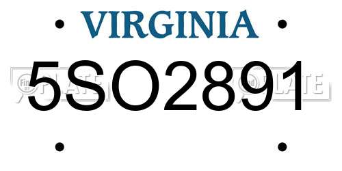 5SO2891 Virginia License Plate