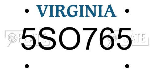 5SO765 Virginia License Plate
