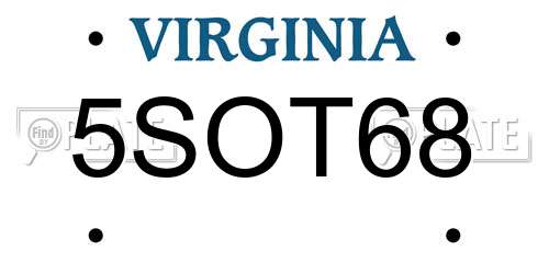 5SOT68 Virginia License Plate