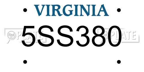5SS380 Virginia License Plate