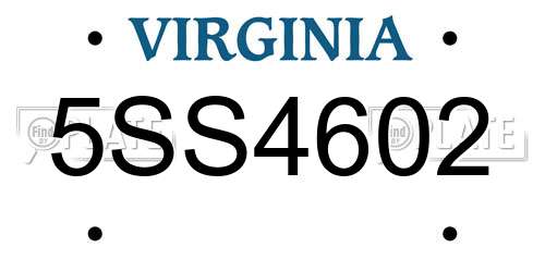 5SS4602 Virginia License Plate
