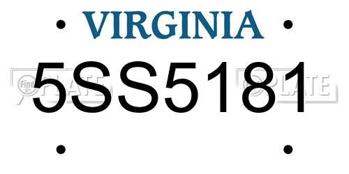 5SS5181 Virginia License Plate