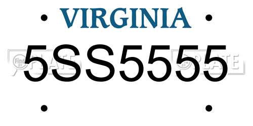 5SS5555 Virginia License Plate