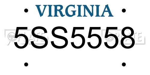 5SS5558 Virginia License Plate