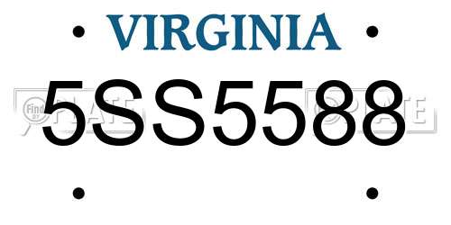 5SS5588 Virginia License Plate