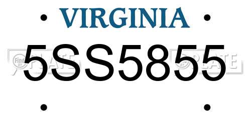 5SS5855 Virginia License Plate