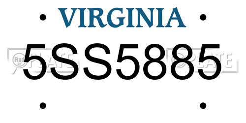 5SS5885 Virginia License Plate