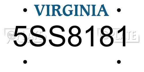 5SS8181 Virginia License Plate