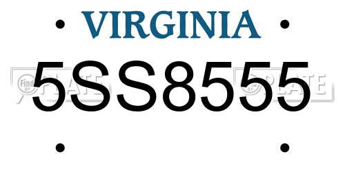 5SS8555 Virginia License Plate