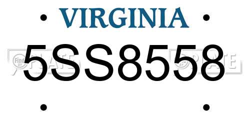 5SS8558 Virginia License Plate