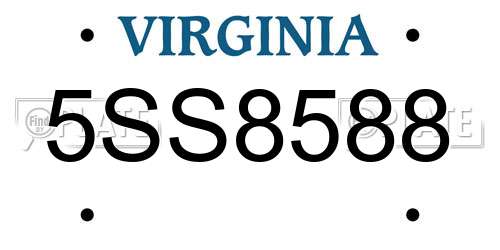 5SS8588 Virginia License Plate